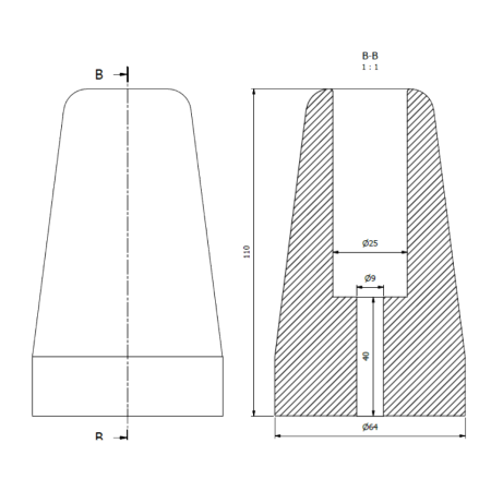 Odbój gumowy stożkowy fi 64xh110 mm
